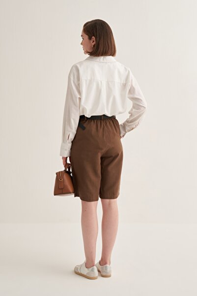 EBU Prive Women's Organic Cotton Bermuda Shorts Brown