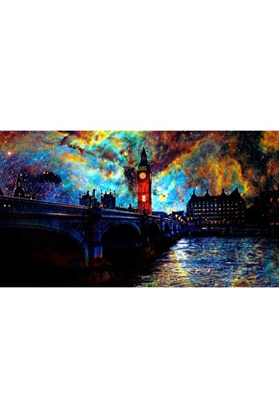 GRELYS PRINT Tablou Canvas, Ceasul noptii, 90 x 50 cm, Rama lemn, Multicolor