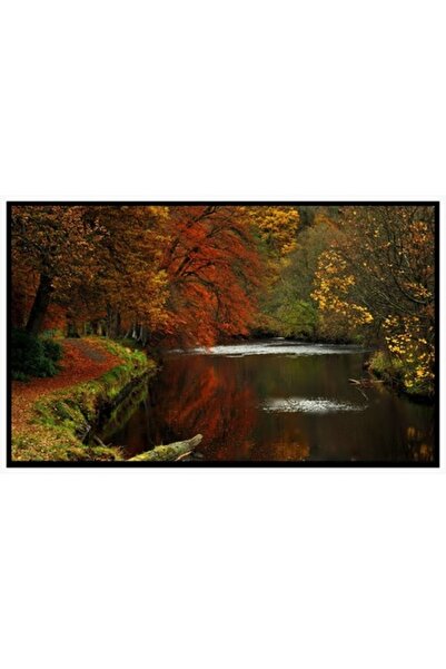 GRELYS PRINT Pictură pe pânză, Toamnă, Pădure, Râu, Culori, 80 x 50 cm, Multi...