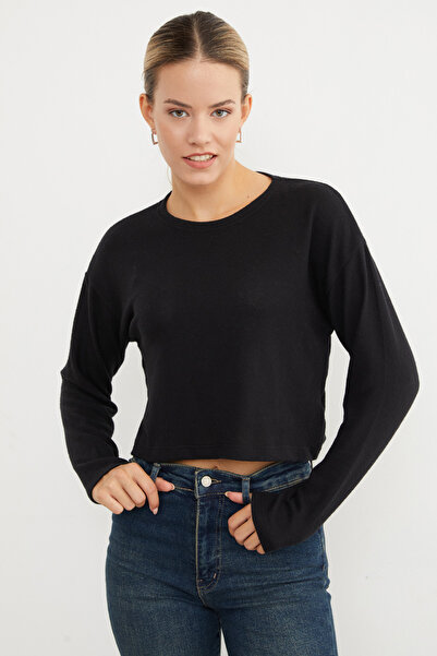 Fulla Moda Basic Crew Neck Thin Knit Sweater