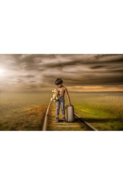 GRELYS PRINT Tablou Canvas, The sad boy, 80 x 50 cm, Rama lemn, Multicolor