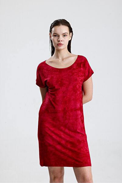 Sense Lycra Viscose Mini Viscose Dress |   Blz36387 Burgundy Batik