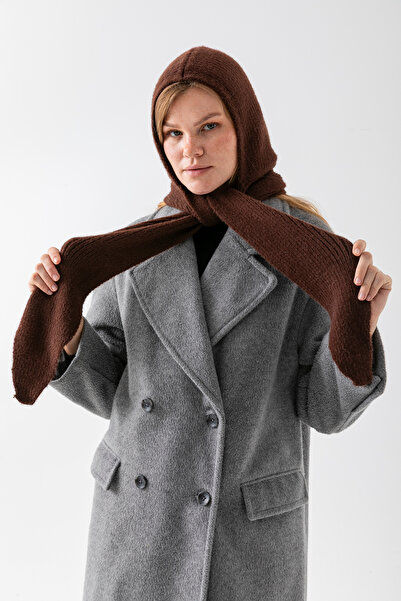 Wega Moda Γυναικείο καπέλο Yumoş με κασκόλ – Χειμερινό καπέλο με λεπτομέρεια από κασκόλ και λαιμόκοψη |   100% μαλλί - Μπαλακλάβα