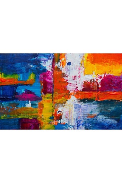 GRELYS PRINT Tablou Canvas, Abstract, Culori, Rosu, Alb, Albastru, 80 x 50 cm...