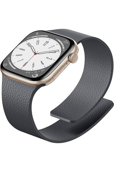 Alstrap Apple Watch 11-10 42mm 9 8 7 41mm Se 6 5 4 40 2 3 38mm Compatible Magnetic Silicone Leather Textured Band