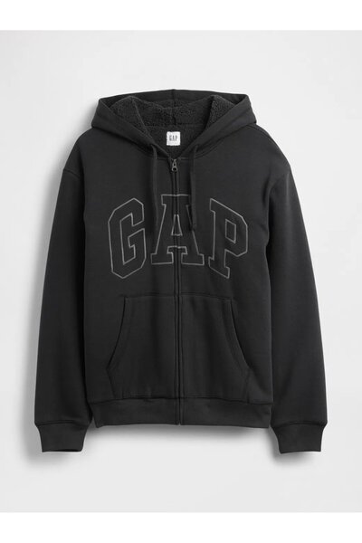GAP Relaxed Logo Sherpa Astarlı Fermuarlı Sweatshirt