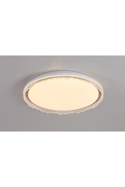 AILEEN Modern LED Avize Tavan Lambası Kristal Detaylı 50 cm Yuvarlak Beyaz Işık Salon Yatak Odası