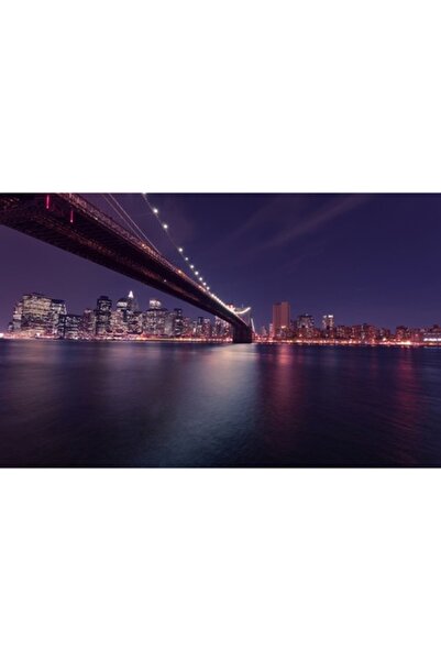 GRELYS PRINT Pictură pe pânză, Oraș noaptea, 80 x 50 cm, Ramă din lemn, Multi...