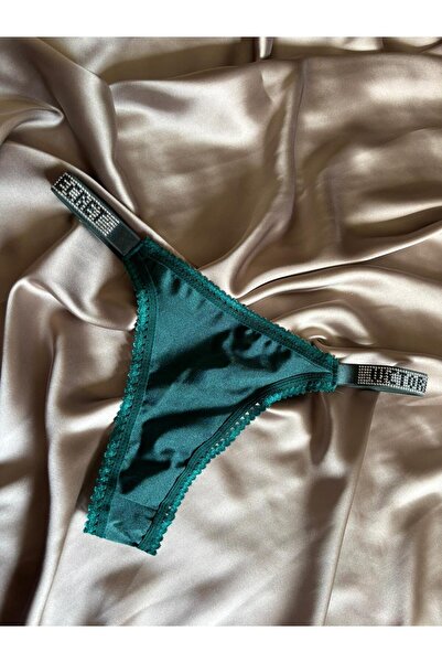 GORALİS JEWELRY Yeşil Taş ve Dantel Detaylı Lüks Külot