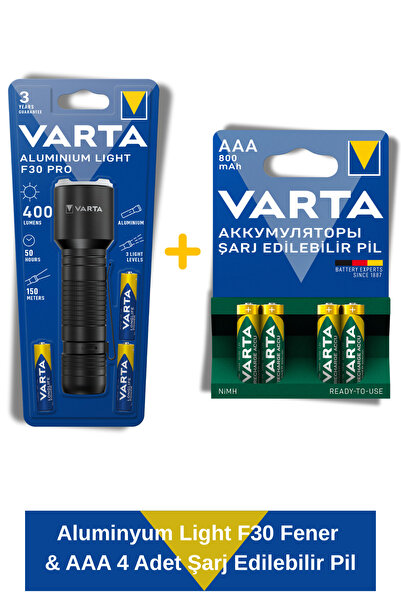 Varta Aluminyum Light F30 Fener & Power Şarj Edilebilir İnce Kalem Pil 800Mah...