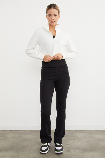 Fulla Moda Φούτερ με μισό φερμουάρ και ψηλό γιακά