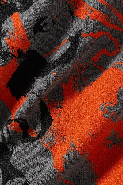 MSGM Boya Sıçrama Baskılı Örgü Kazak, Çok Renkli, Yuvarlak Yaka ve Yivli Süslemeli