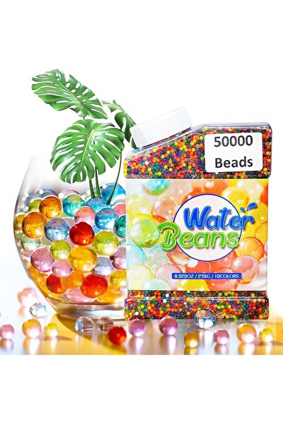 REZZOSS خرز كريستال مائي، 50000 قطعة لؤلؤ مائي متعدد الألوان، ديكور منزلي ونمو النباتات
