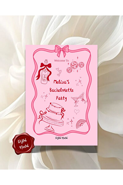 Dijital Nostal 10 Adet Bekarlığa Veda Kartı I Bride To Be Kartı Etkinlik Kart...