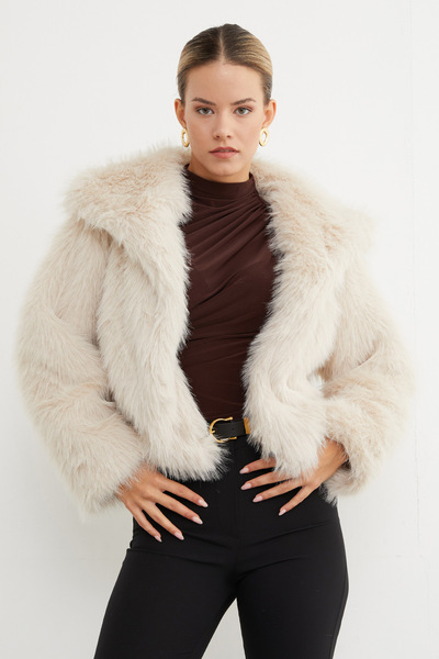 Fulla Moda Jachetă din blană artificială cu guler șal