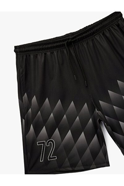 Koton Patterned Straight Fit Pocket Detailed Lace-Up Waist Sports Shorts