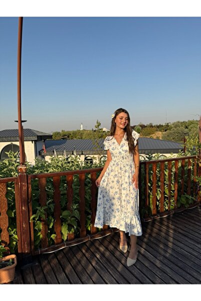 Reyhan Bilgin ÇİÇEK DESENLİ MİDİ ELBİSE