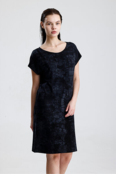 Sense Likralı Viskon Mini Viskon Elbise | BLZ36387 Siyah Batik
