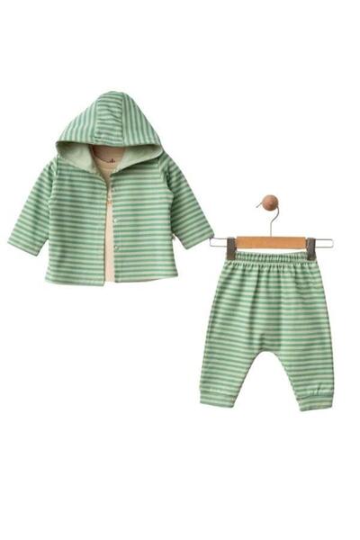 Zekids 3-Piece Organic Striped Hooded Baby Tracksuit Set