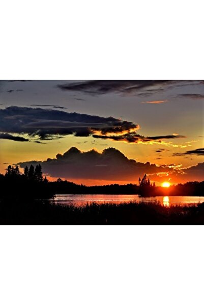 GRELYS PRINT Tablou Canvas, Apus de soare, 70 x 50 cm, Rama lemn, Multicolor