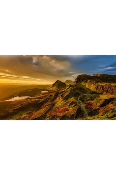 GRELYS PRINT Pictură pe pânză, Vârf de munte, Stilizat, 90 x 50 cm, Ramă din ...