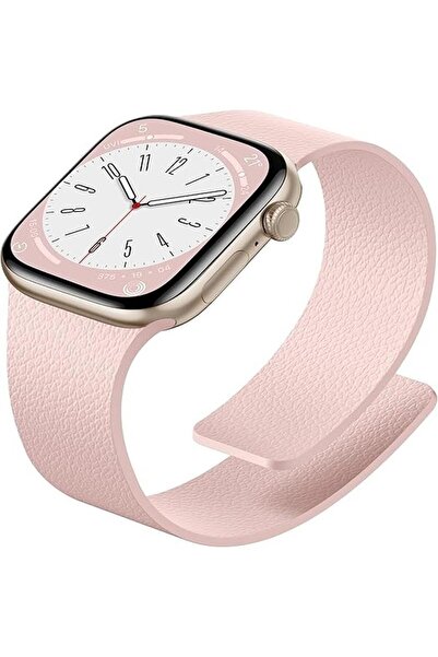 Alstrap Apple Watch 11-10 42mm 9 8 7 41mm Se 6 5 4 40 2 3 38mm Compatible Magnetic Silicone Leather Textured Band