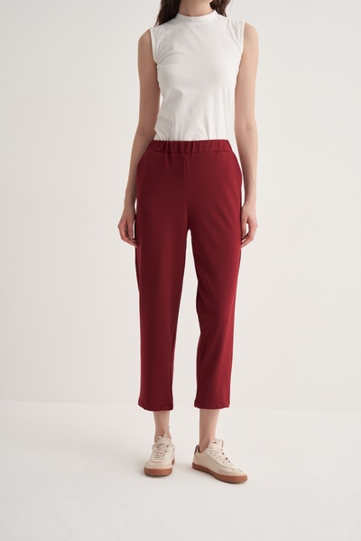 EBU Prive Women's Scuba Carrot Pants Burgundy