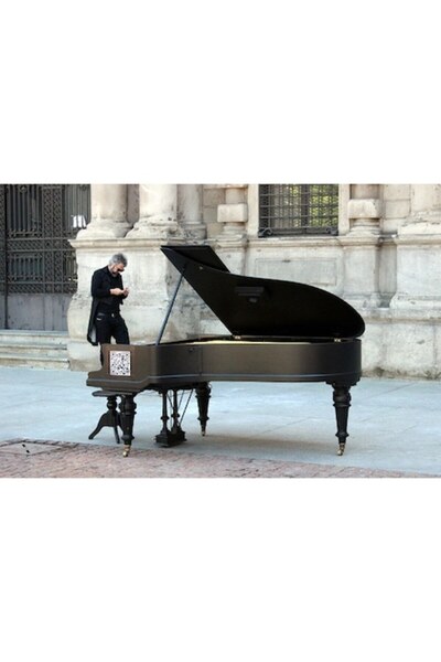 GRELYS PRINT Pictură pe pânză, Pian pe stradă, 60 x 40 cm, ramă din lemn, mul...