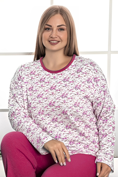 Farya Home Plus Size Cotton 2 Yarn Winter Long Sleeve Pajamas Set