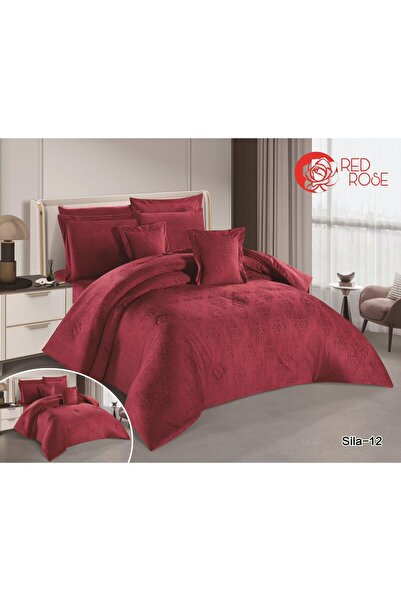 Red Rose Winter comforter set, velvet, with soft fur, 5-piece comforter set