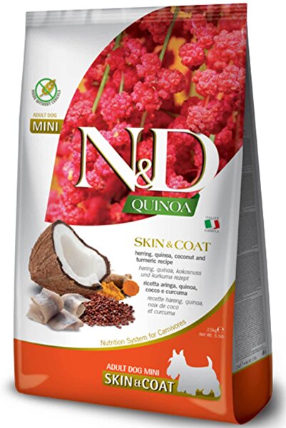 N&D ND Quinoa Skin&Coat Tahılsız Ringa Balığı ve Hindistan Cevizli Küçük Irk Yetişkin Köpek Maması 2,5kg