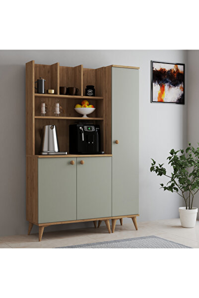 FERNISO Modern Ahşap Tasarım Dolaplı Kahve Köşesi