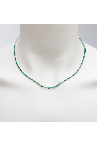 ElectraStore Emerald Silver Tennis Necklace