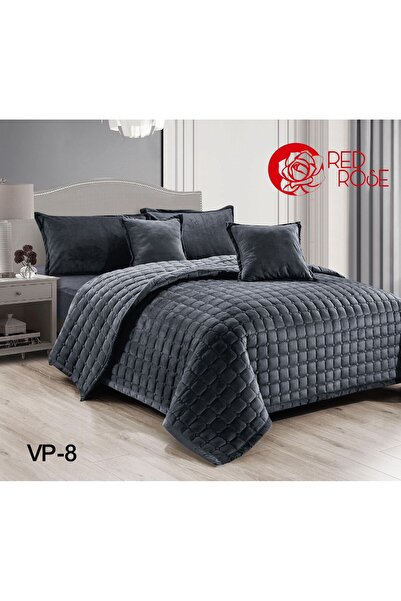Red Rose Plain velvet winter compressed bedspread, 4 pieces, size 160 x 220 cm