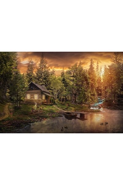 GRELYS PRINT Pictură pe pânză, Apă de munte, 80 x 50 cm, Ramă din lemn, Multi...