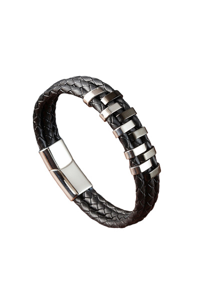OEM Altres Bracelet for Men – Leather with Stainless Steel Details, Stylish Design