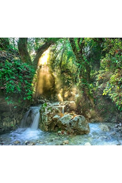 GRELYS PRINT Tablou Canvas, Cascada în razele soarelui, 70 x 70 cm, Rama lemn...