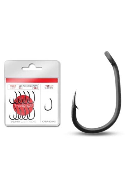 DELPHİN Hokkaido Riger Tefcon Hooks, Eye size 6, 10+1 pcs/pack, for Carp Fishing