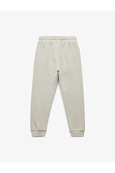 Koton Cotton Waist-Tie Textured Basic Jogger Sweatpants