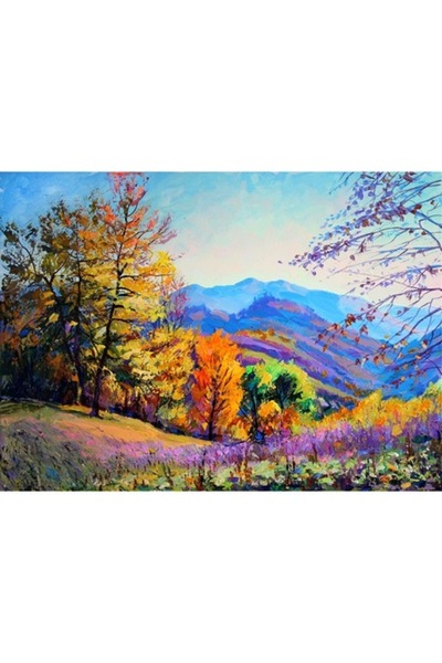 GRELYS PRINT Tablou Canvas, Soare de toamna, 70 x 50 cm, Rama lemn, Multicolor