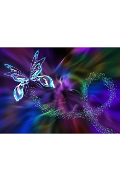 GRELYS PRINT Tablou Canvas, Abstract, Violet, Fluture, 70 x 50 cm, Rama lemn,...