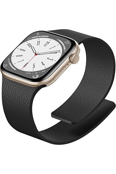 Alstrap Apple Watch 11-10 46mm 9 8 7 45mm Se 6 5 4 44 Ultra 49mm Compatible Magnetic Silicone Leather Textured Band