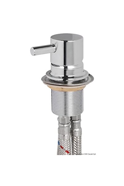 OSCULATI Shower Faucet with Thin Handle, 42 mm Diameter, Hot/Cold, 3 Hose Connections, Stainless Steel Hose