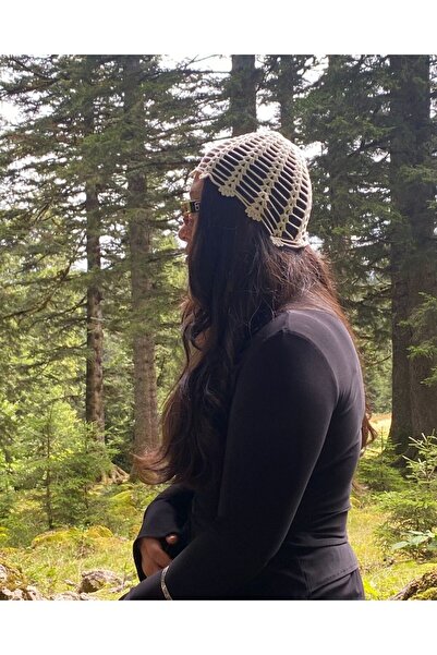 Kadife Hanım Hand Knitted Crochet Hat – White 77