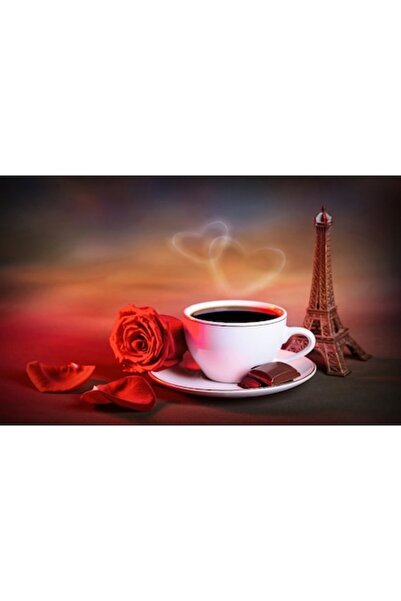 GRELYS PRINT Tablou Canvas, O cafea la Paris, 80 x 50 cm, Rama lemn, Multicolor