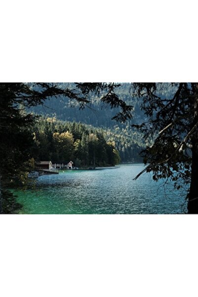 GRELYS PRINT Pictură pe pânză, Cabană de munte pe malul lacului 2, 80 x 50 cm...