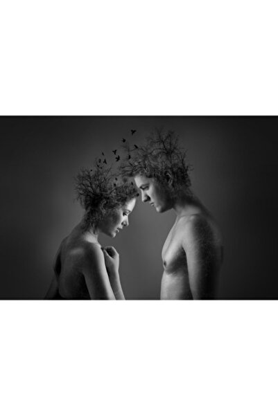 GRELYS PRINT Tablou Canvas, Ea si el, Emotii, 90 x 60 cm, Rama lemn, Multicolor