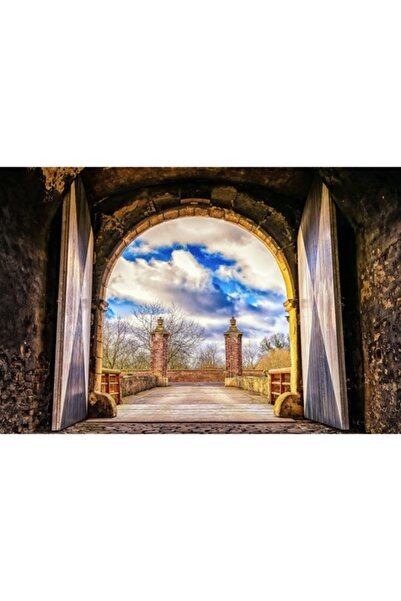 GRELYS PRINT Tablou Canvas Castel Poarta 1974 90x60 cm Rama lemn Multicolor