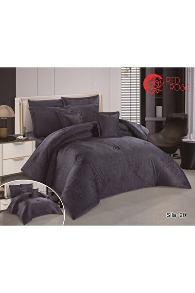 Red Rose Winter comforter set, velvet, with soft fur, 5-piece comforter set