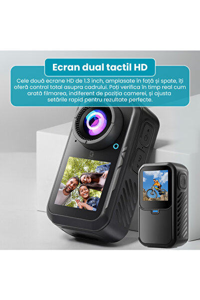 FAMIFY Ultra HD 5K Sports Camera, Magnetic, Dual Screen, Wide Angle, WiFi Control, 128GB, Waterproof, Black